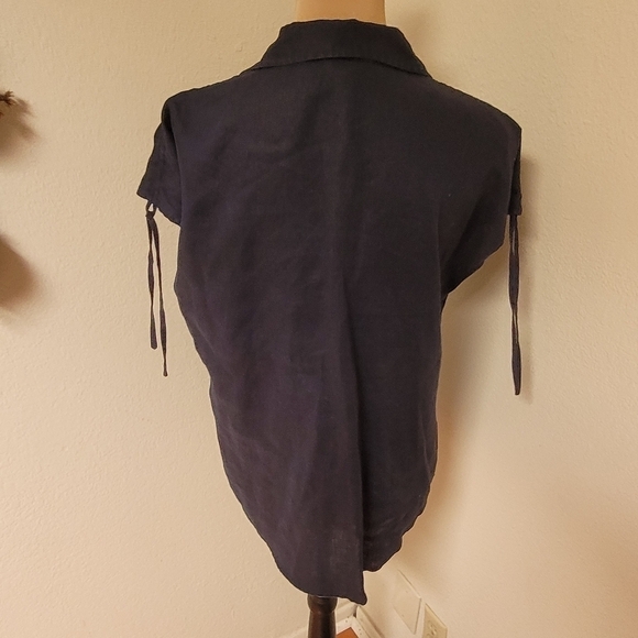 Chaps Navy Linen Top - Picture 4 of 5